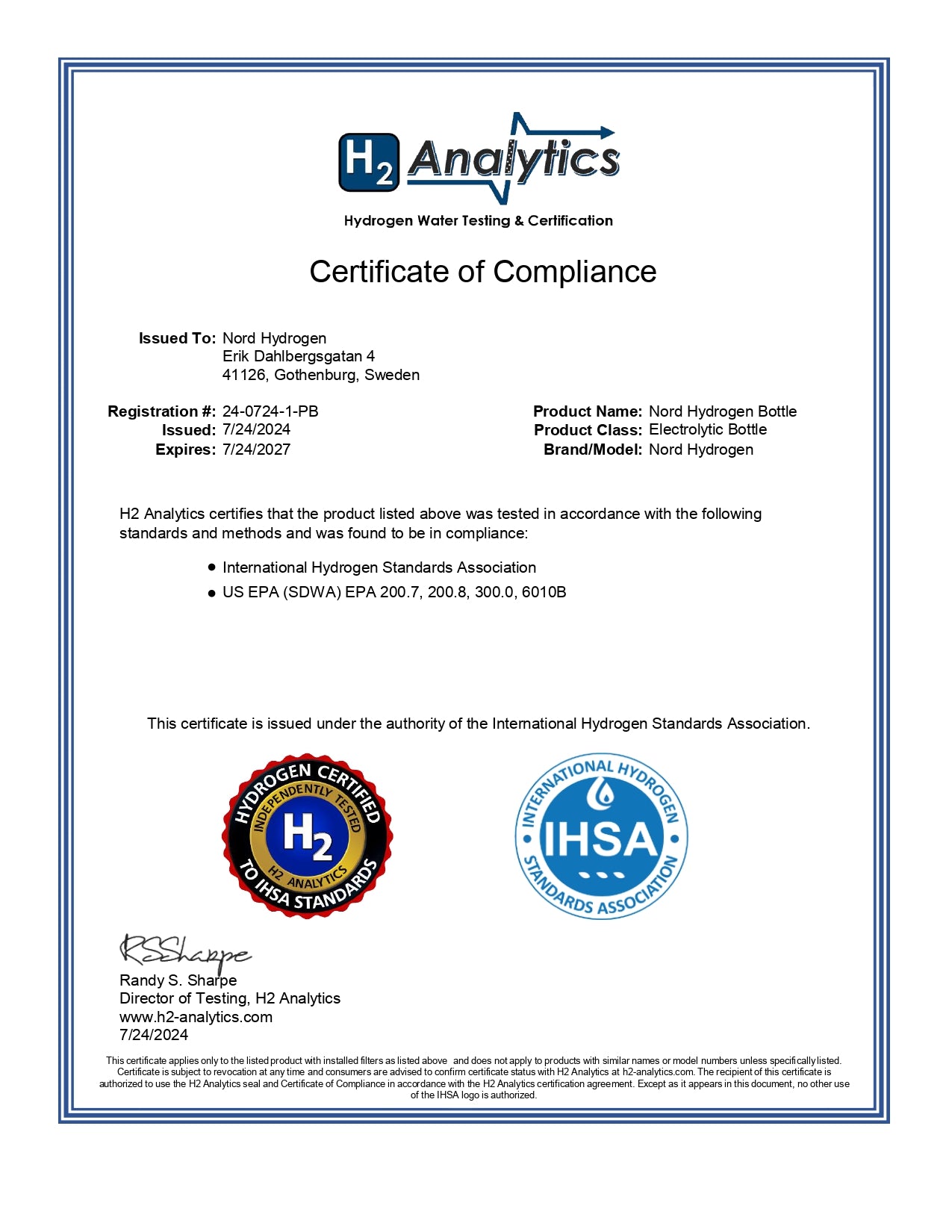 Nord Wasserstoffflasche