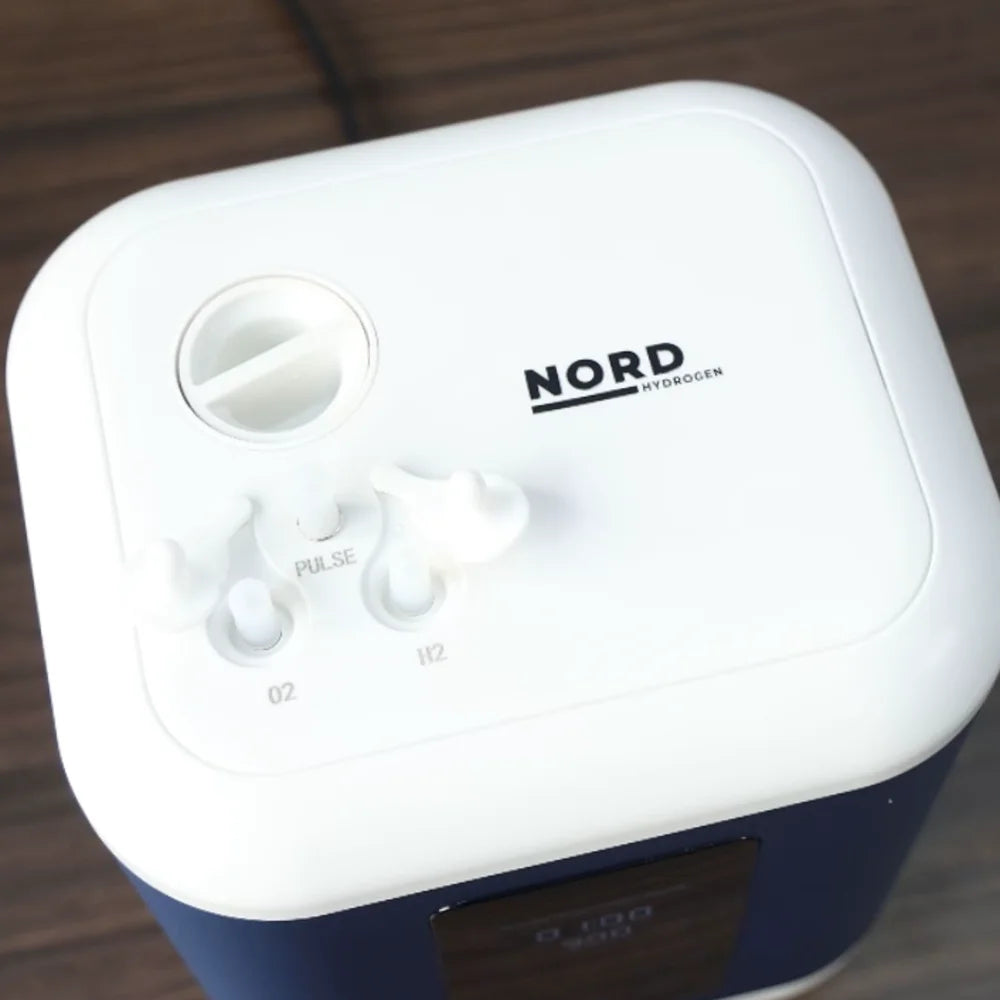 Oberseite des Nord Inhale 2.0 mit den Anschlüssen H2, O2 und Pulse